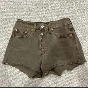 Levi’s Army Green Women's Jean Shorts with Frayed Hem